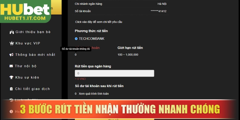 3 bước rút tiền về ngân hàng nhận thưởng nhanh chóng