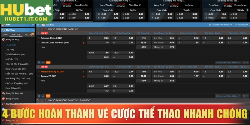 4 bước hoàn thành vé cược thể thao nhanh chóng