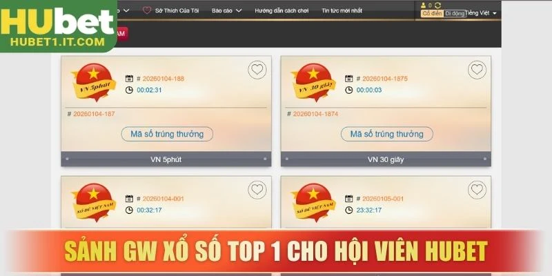 Sảnh GW xổ số top 1 cho hội viên Hubet